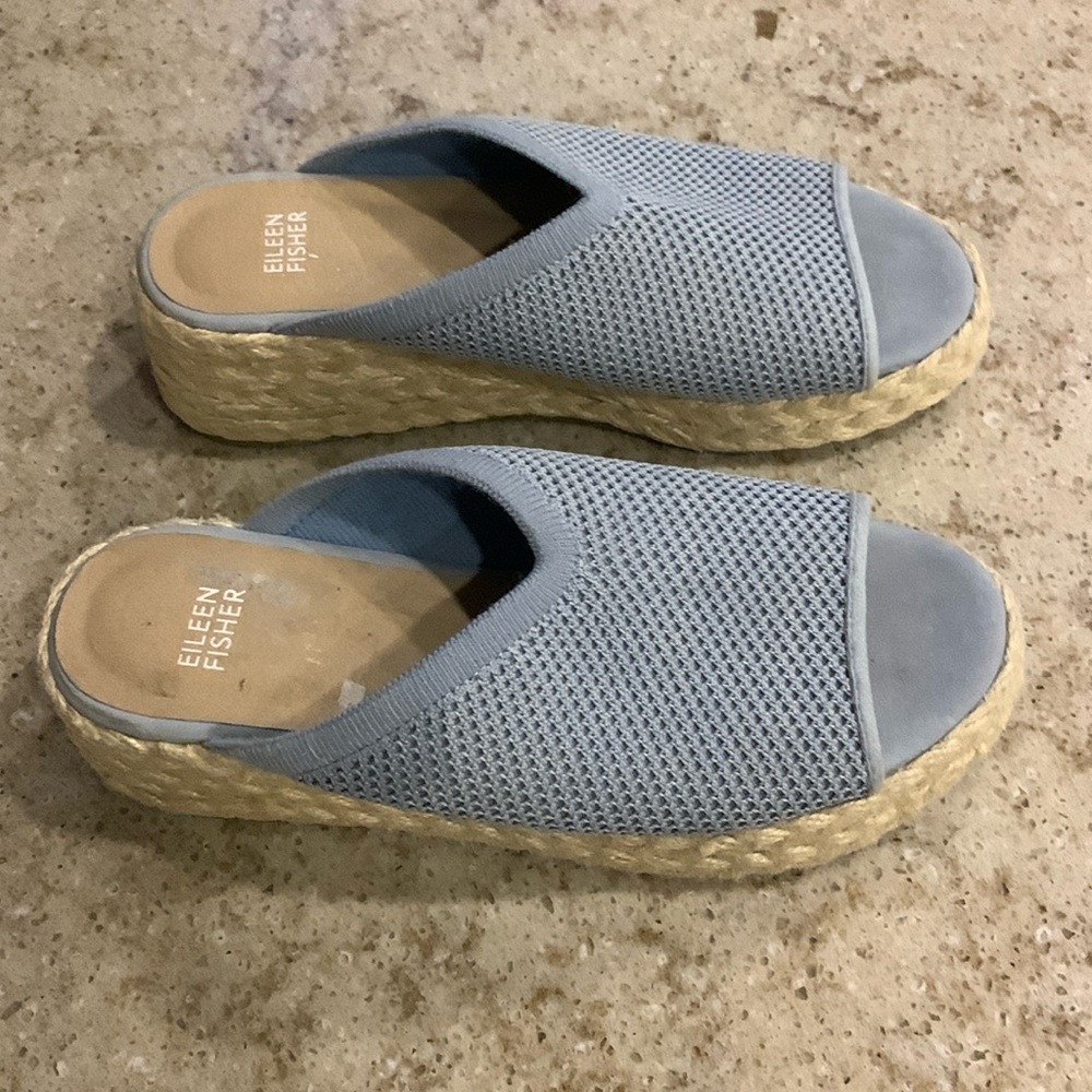 NWOT Eileen Fisher Tali Recycled Stretch Knit Espadrille Wedge Sandals Size 8.5